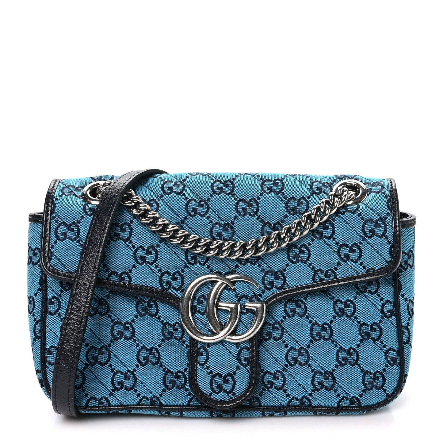 Monogram Multicolor Matelasse Diagonal Small GG Marmont Shoulder Bag Light Blue