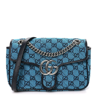 Monogram Multicolor Matelasse Diagonal Small GG Marmont Shoulder Bag Light Blue
