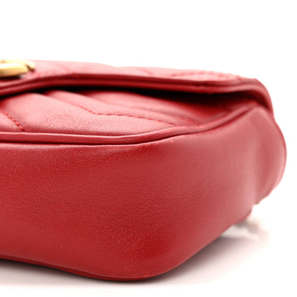 Calfskin Matelasse Super Mini GG Marmont Shoulder Bag Hibiscus Red