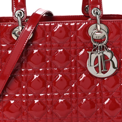 Patent Cannage Medium Lady Dior Burgundy Red