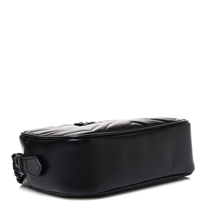 Calfskin Matelasse Monochrome Mini GG Marmont Chain Shoulder Bag Black