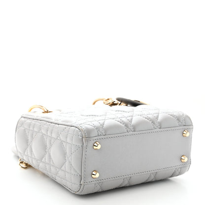 Lambskin Cannage Mini Lady Dior Gray Opaline Gray Opaline