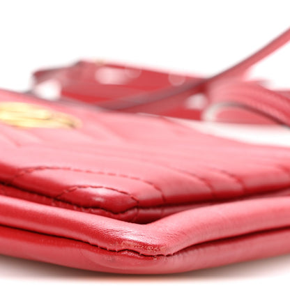 Calfskin Matelasse Small GG Marmont Double Zip Shoulder Bag Hibiscus Red