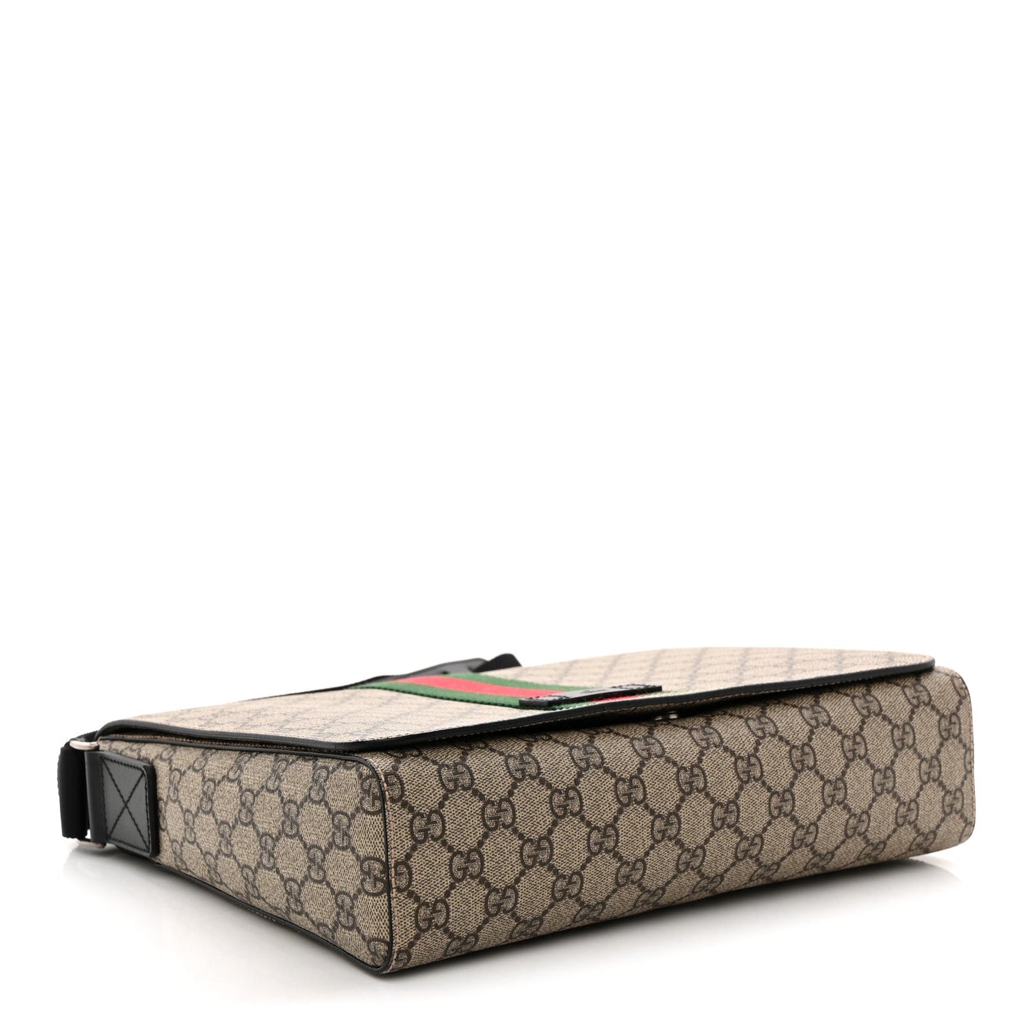 GG Supreme Monogram Web Flap Messenger Bag Black