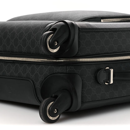 GG Supreme Monogram Four Wheel Suitcase Black Grey
