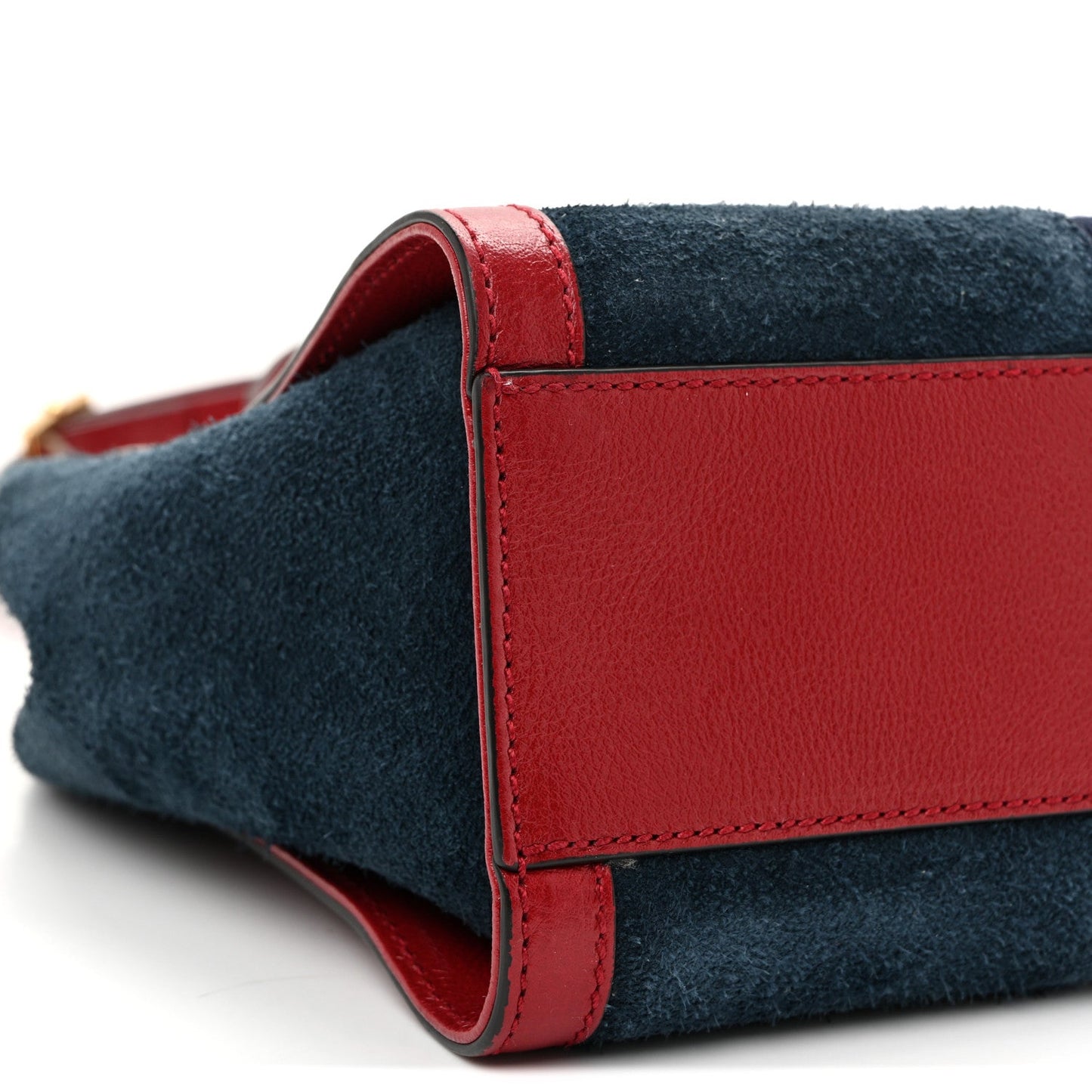 Suede Calfskin Web Small Ophidia Tote Bag New Blue Romantic Cherry