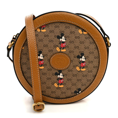 X DISNEY Mini Vintage GG Supreme Monogram Mickey Mouse Round Shoulder Bag Beige Vintage Sun Oil