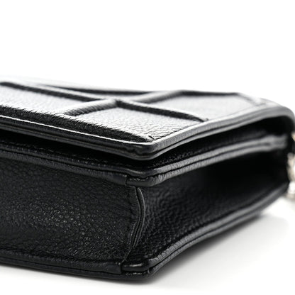 Grained Calfskin Diorama Wallet on Chain Pouch Black