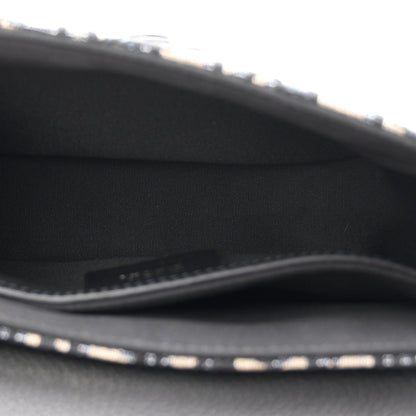 Grained Calfskin Oblique Mini Saddle Messenger Bag With Flap Beige Black