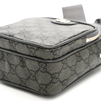 GG Supreme Monogram Textured Dollar Calfskin Mini Ophidia Messenger Grey Black Graphite Grey