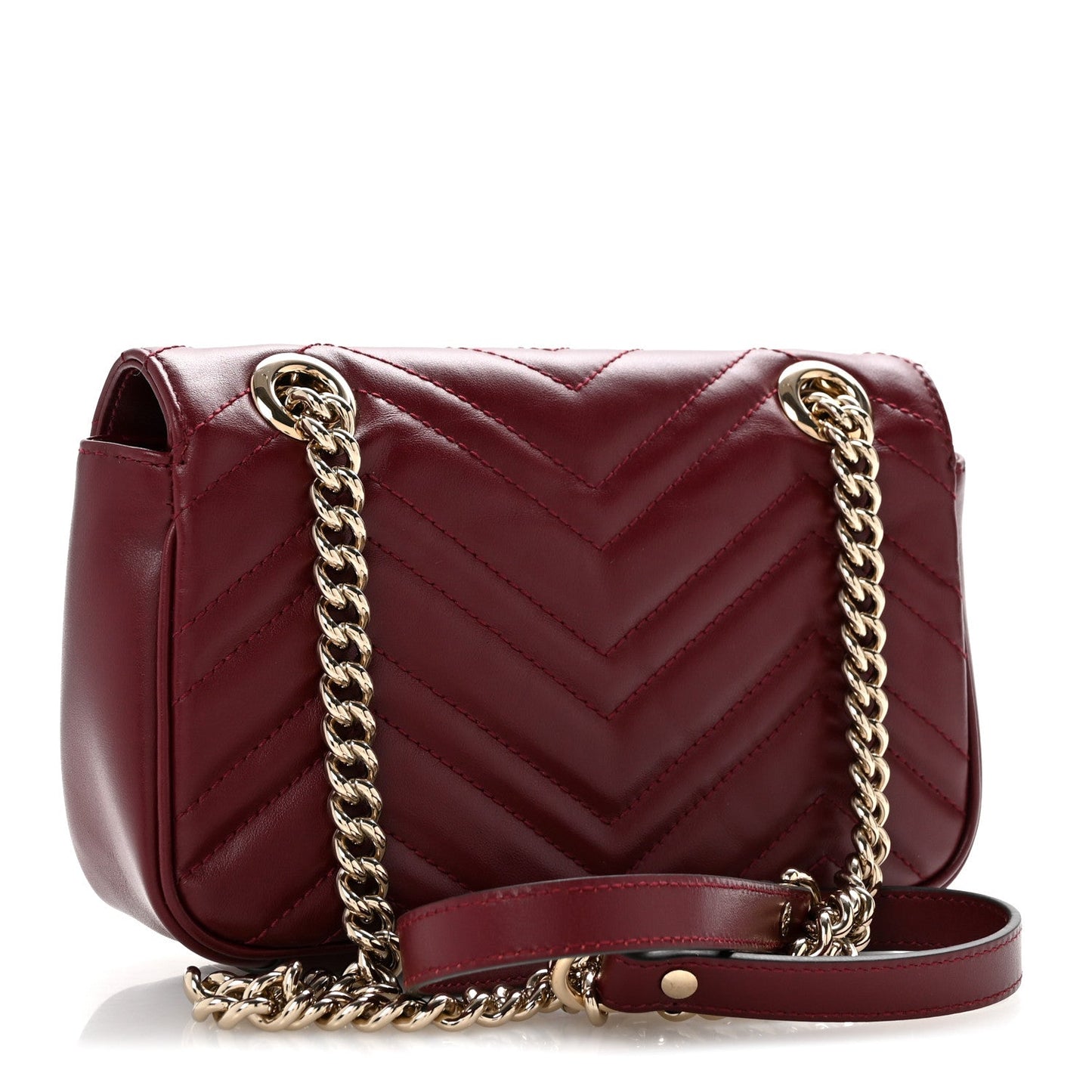 Calfskin Matelasse Mini GG Marmont Shoulder Bag Rosso Ancora