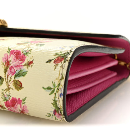 Calfskin Floral Print Mini Dionysus Chain Wallet Ivory Pink