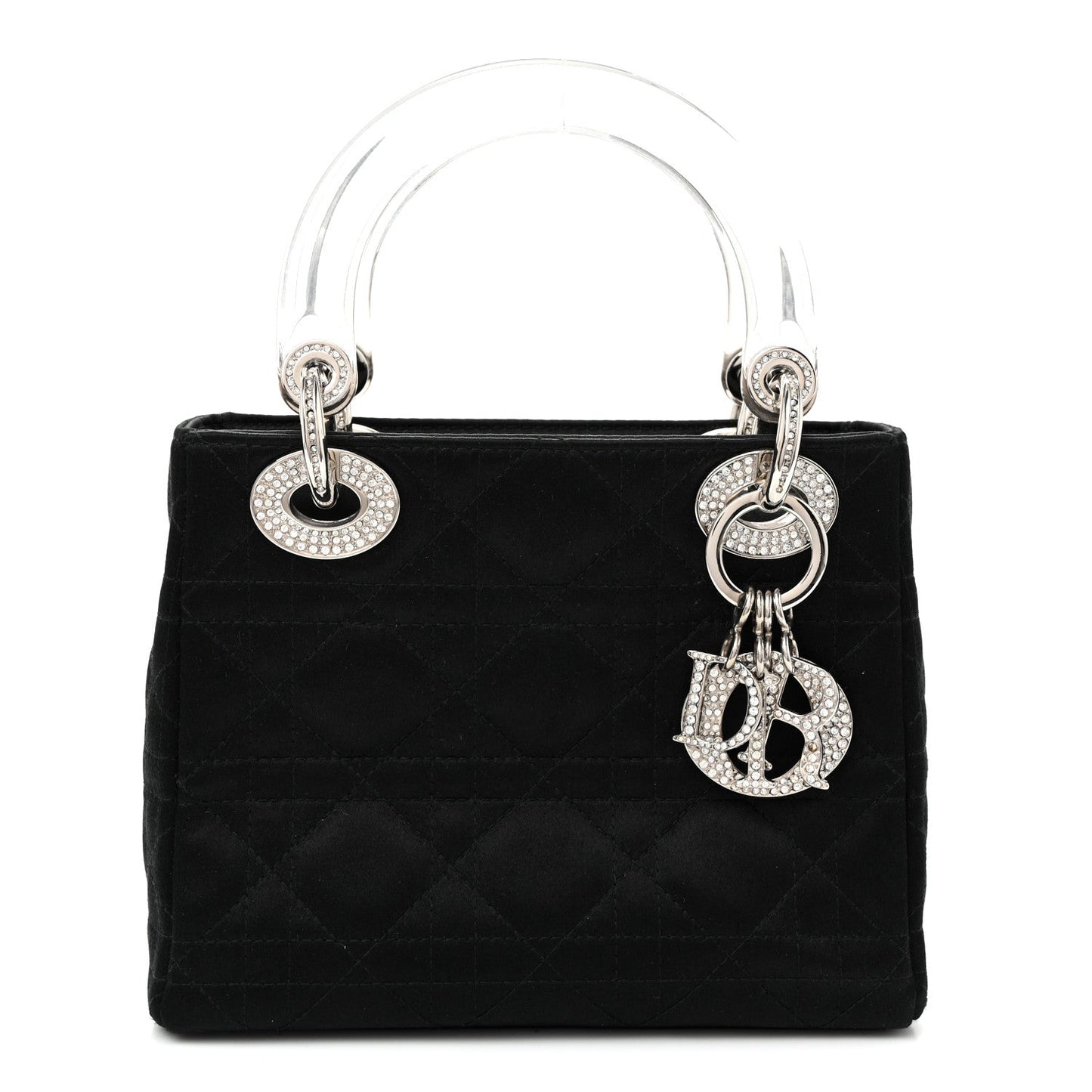 Satin Swarovski Crystal Acrylic PVC Cannage Mini Lady Dior Black