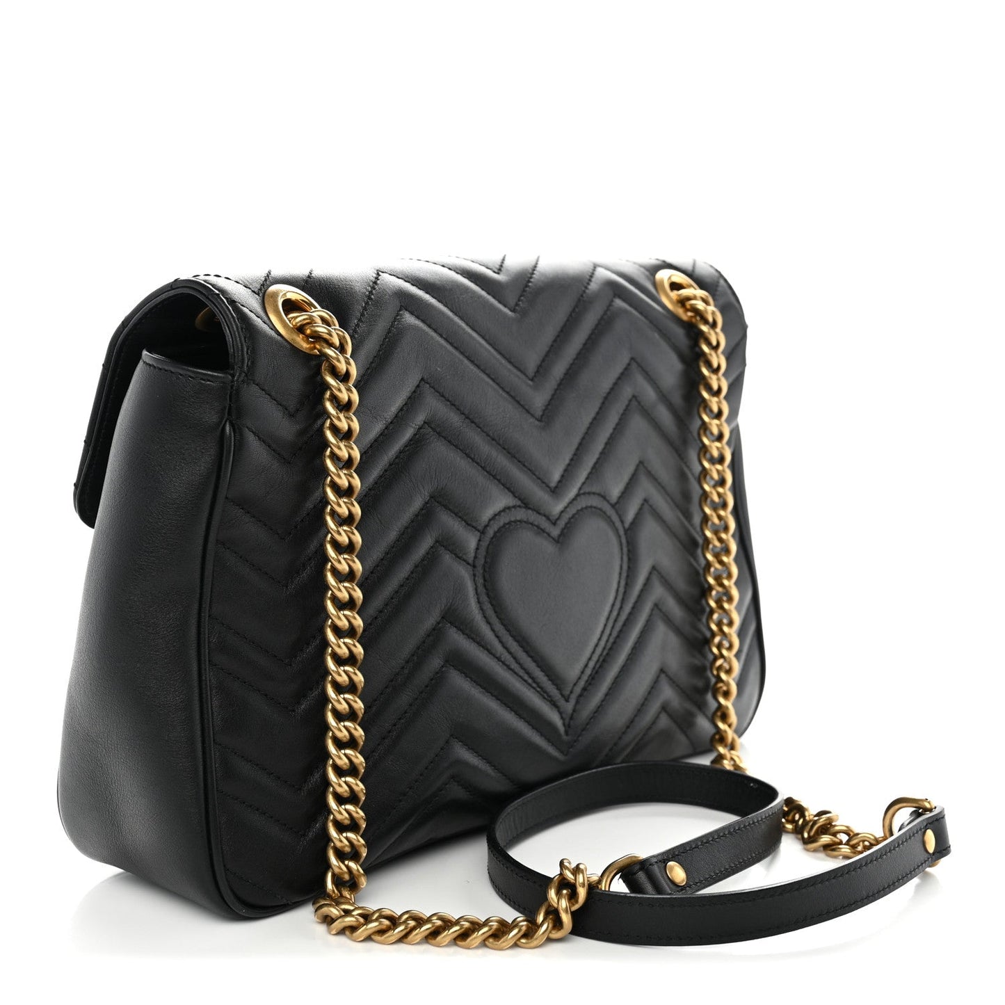 Calfskin Matelasse Medium GG Marmont Shoulder Bag Black