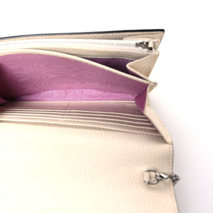 Dollar Calfskin Mini Dionysus Chain Wallet Mystic White