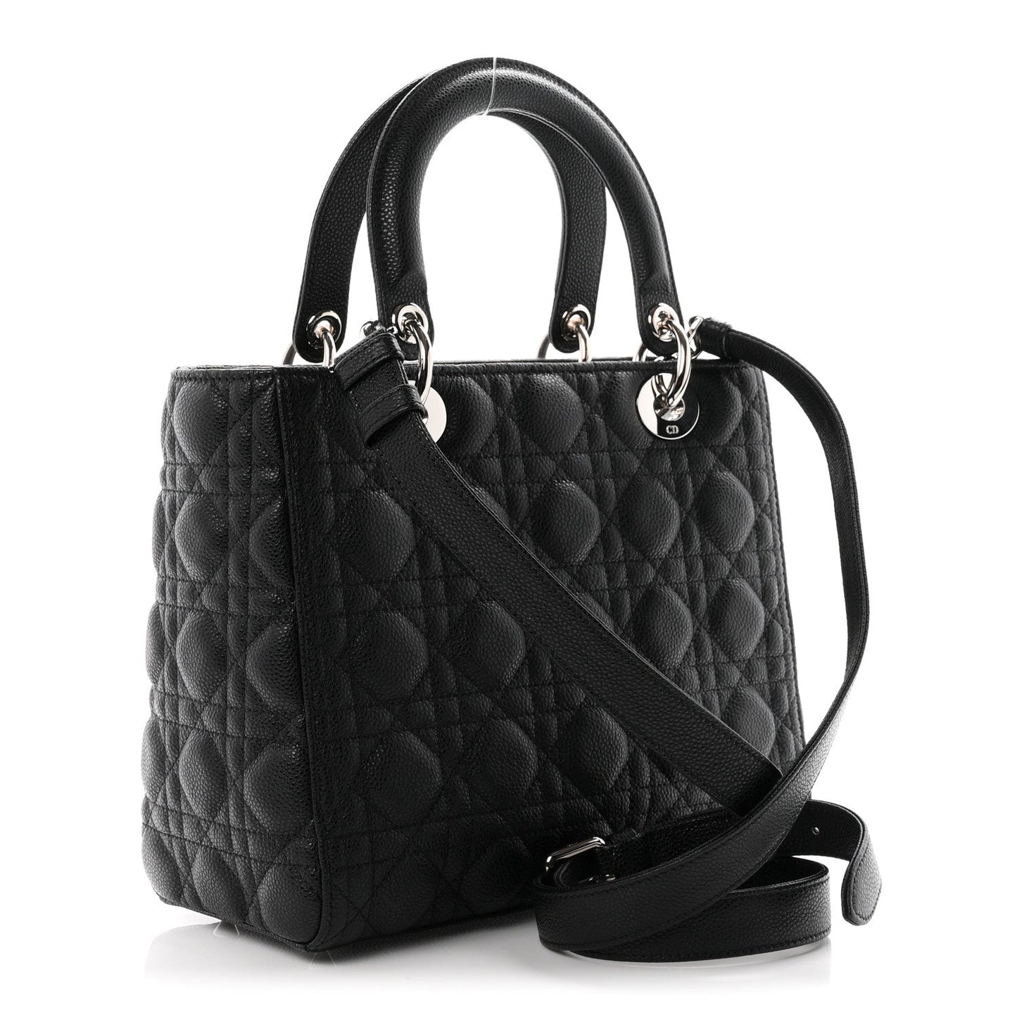 Grained Calfskin Cannage Medium Lady Dior Black