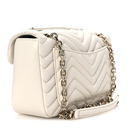 Lambskin Matelasse Medium GG Marmont Shoulder Bag White