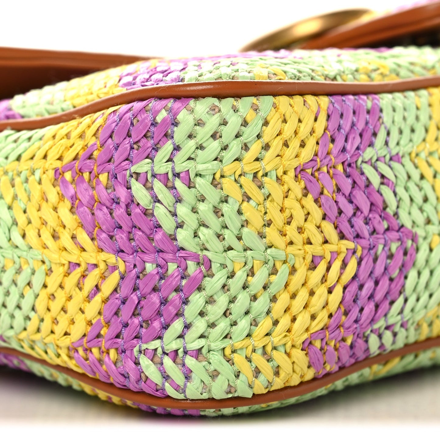 Calfskin Raffia Woven Small GG Marmont Shoulder Bag Multicolor
