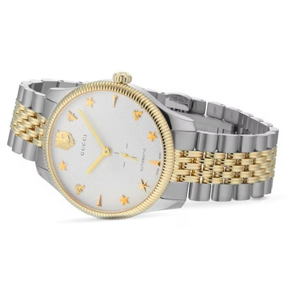 Gucci G Timeless Automatic White Dial Two Tone Steel Strap Watch for Men - YA126356