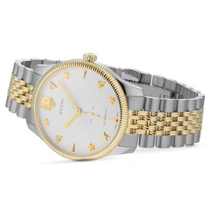 Gucci G Timeless Automatic White Dial Two Tone Steel Strap Watch for Men - YA126356