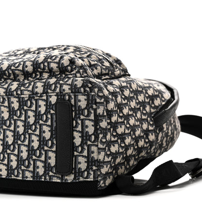 Oblique Calfskin Rider Backpack Beige Black
