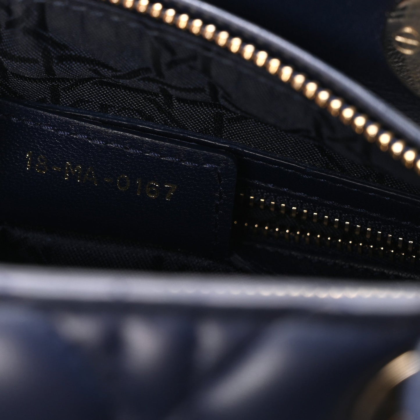 Lambskin Cannage Medium Lady Dior Navy Blue
