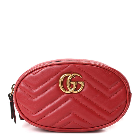 Calfskin Matelasse GG Marmont Belt Bag 85 34 Hibiscus Red