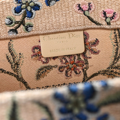 Raffia Embroidered Petites Fleurs Medium Book Tote Natural