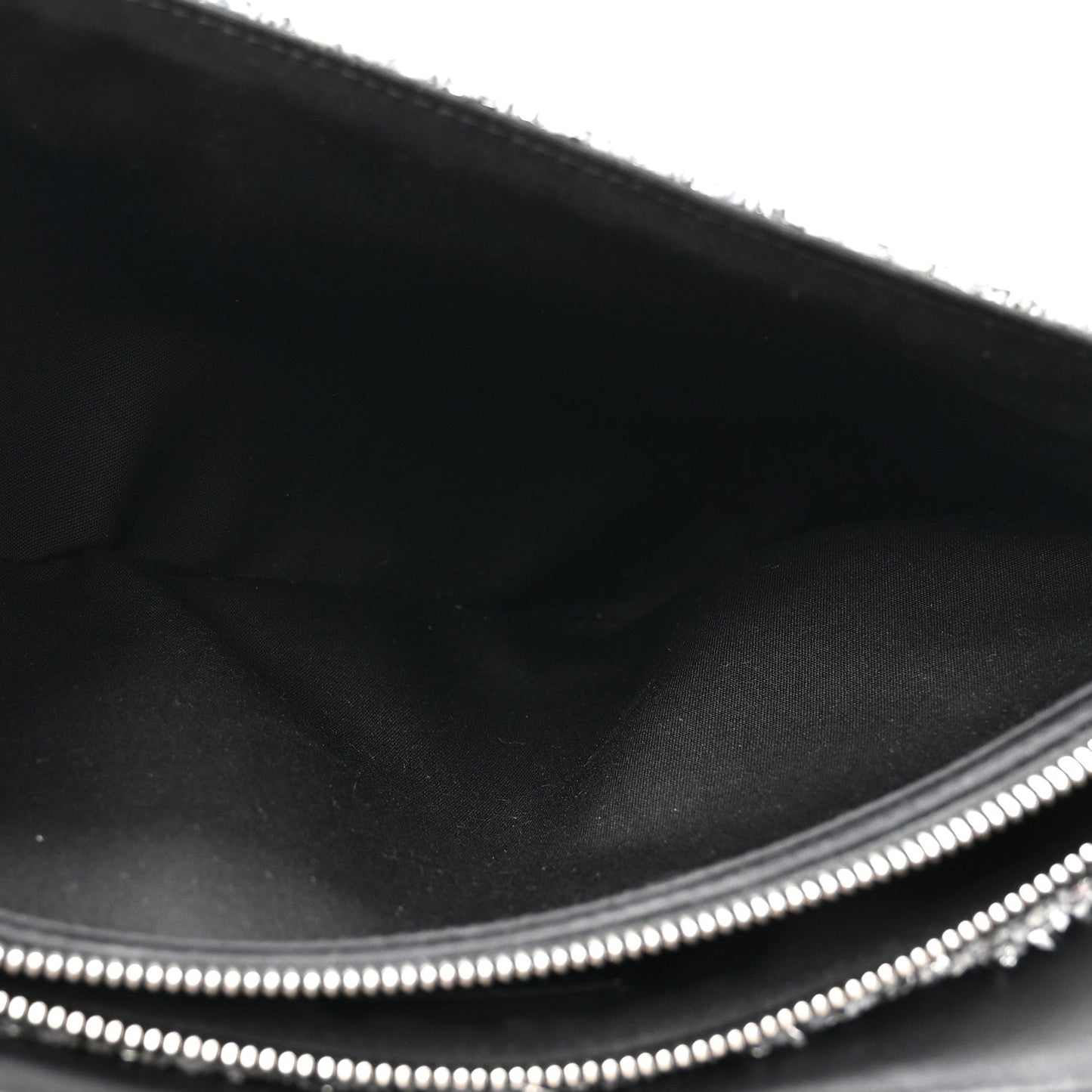 Tweed Saddle Crossbody Bag Black Silver