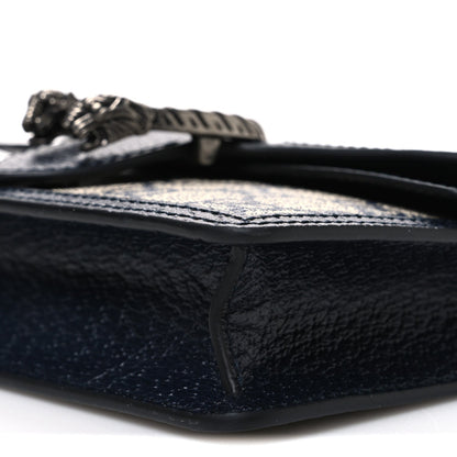 GG Supreme Monogram Textured Dollar Calfskin Super Mini Dionysus Shoulder Bag Beige Blue