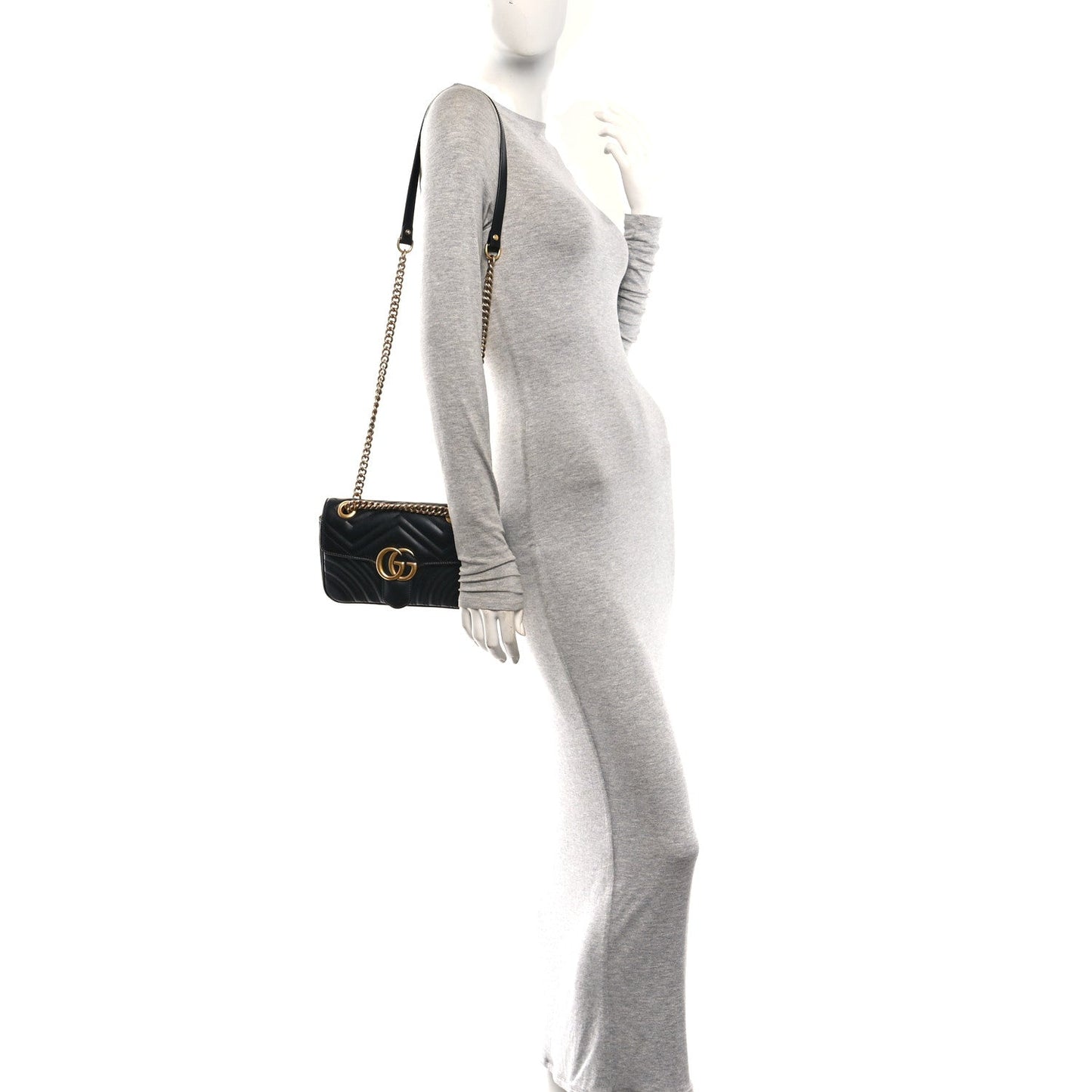 Calfskin Matelasse Mini GG Marmont Shoulder Bag Black