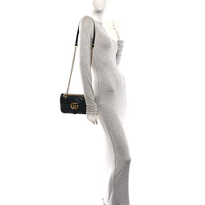 Calfskin Matelasse Mini GG Marmont Shoulder Bag Black