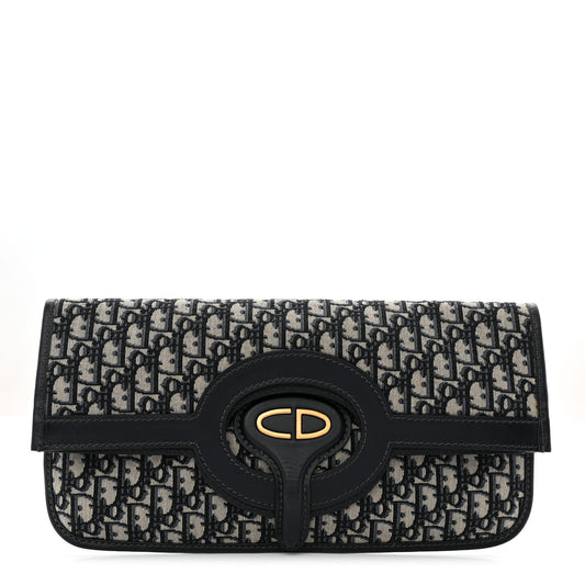 Oblique Fold Over Clutch Blue