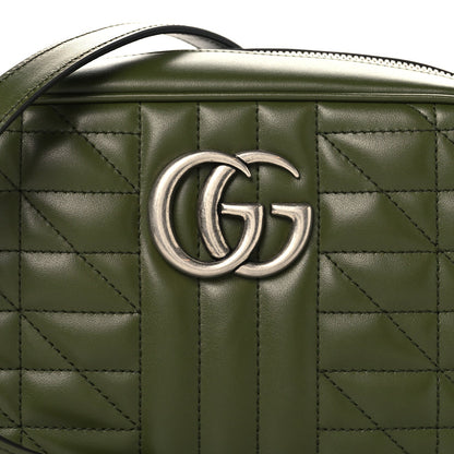 Calfskin Matelasse Aria Small GG Marmont Chain Shoulder Bag Military Wood