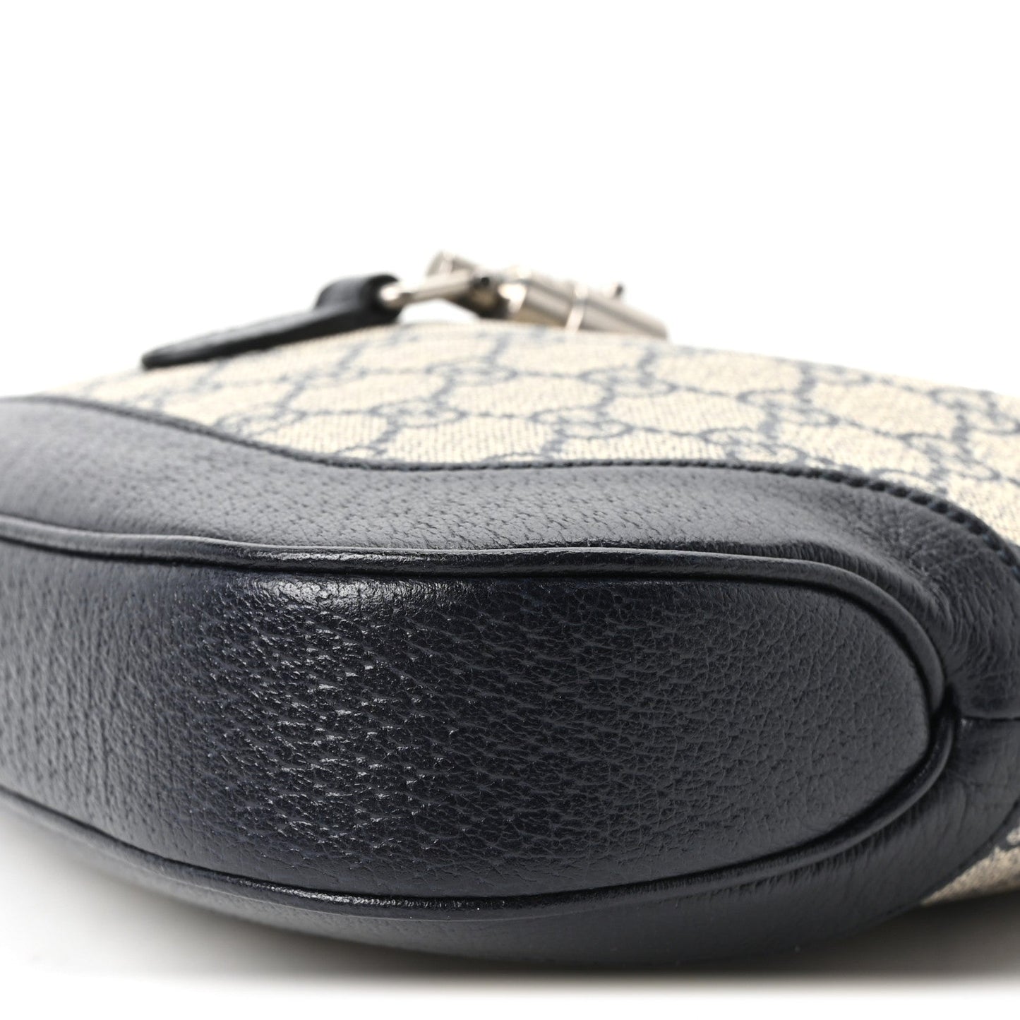 GG Supreme Monogram Textured Dollar Calfskin Web Small Jackie 1961 Hobo Beige Blue