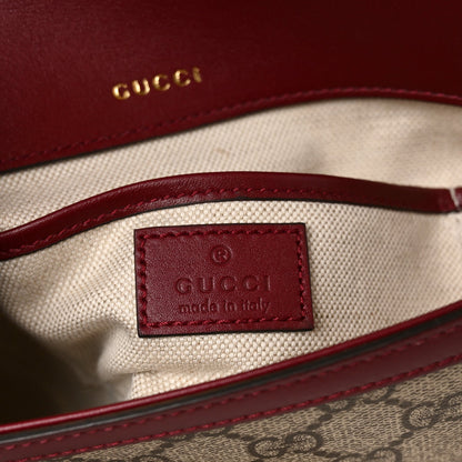 GG Supreme Monogram Horsebit 1955 Soft Small Shoulder Bag Beige Ebony Rosso Ancora