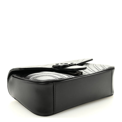 Calfskin Matelasse Monochrome Mini GG Marmont Shoulder Bag Black