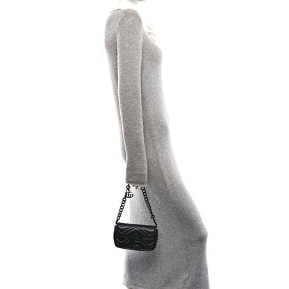 Calfskin Matelasse Monochrome GG Marmont Chain Belt Bag Black