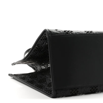 Calfskin GG Monogram Diamond Cut Medium Ophidia Tote Bag Black