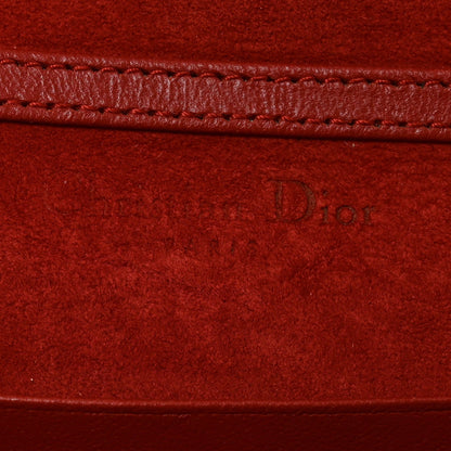 Calfskin Studded Diorama Flap Bag Red