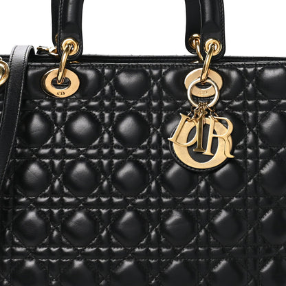 Lambskin Cannage Large Lady Dior Black