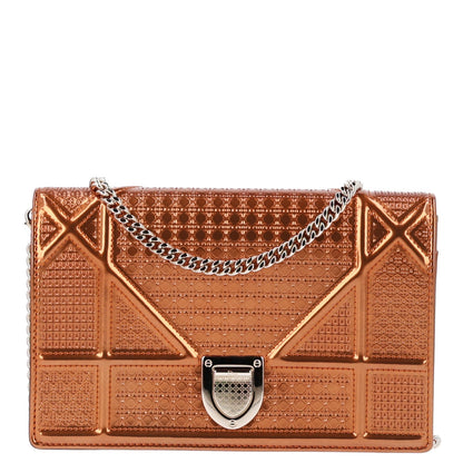 Metallic Patent Micro-Cannage Diorama Wallet on Chain Pouch Orange