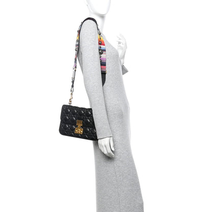 Lambskin Cannage Large Dioraddict Flap J’Adior Strap Black