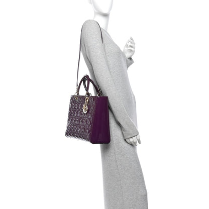 Patent Cannage Large Lady Dior Purple