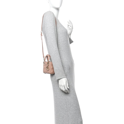 Lambskin Cannage Micro Lady Dior Rose Des Vents