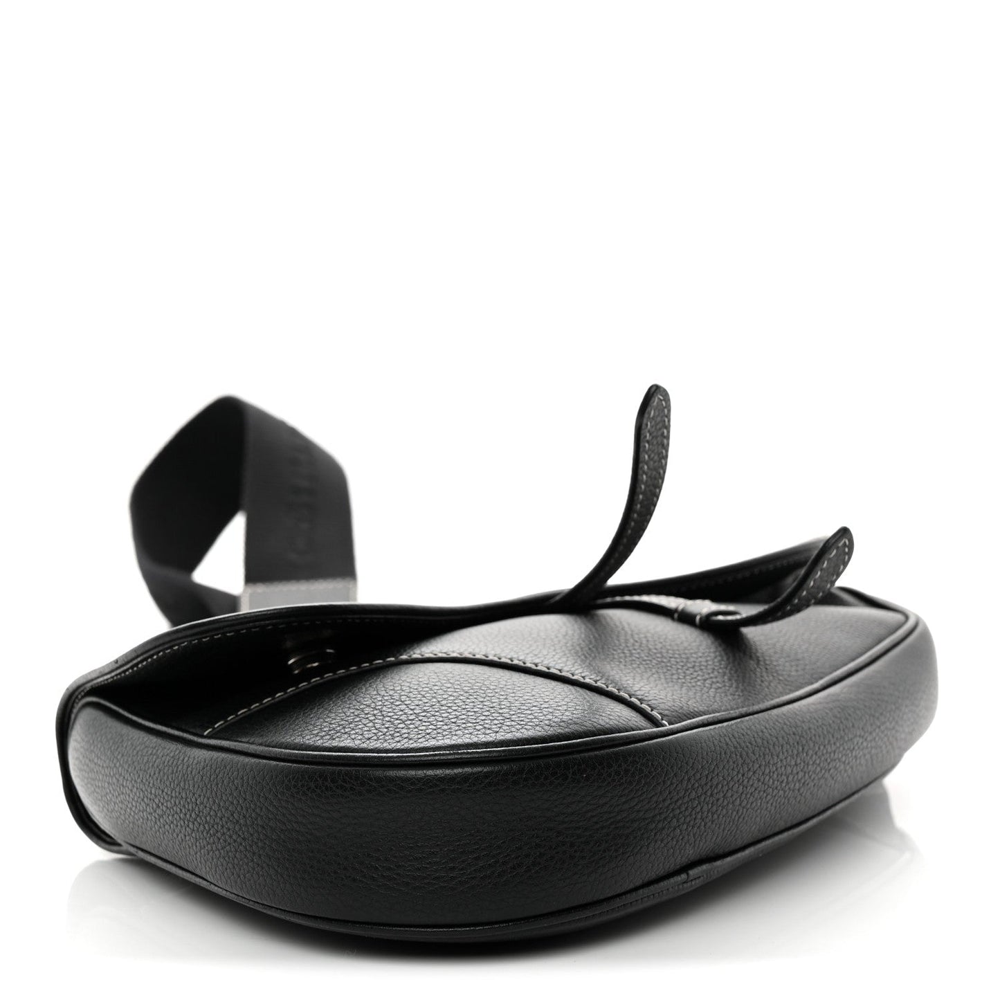 Grained Calfskin Mens Saddle Bag Black