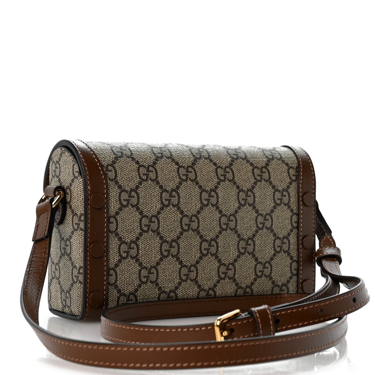 GG Supreme Monogram Mini Horsebit 1955 Shoulder Bag Beige Brown Sugar