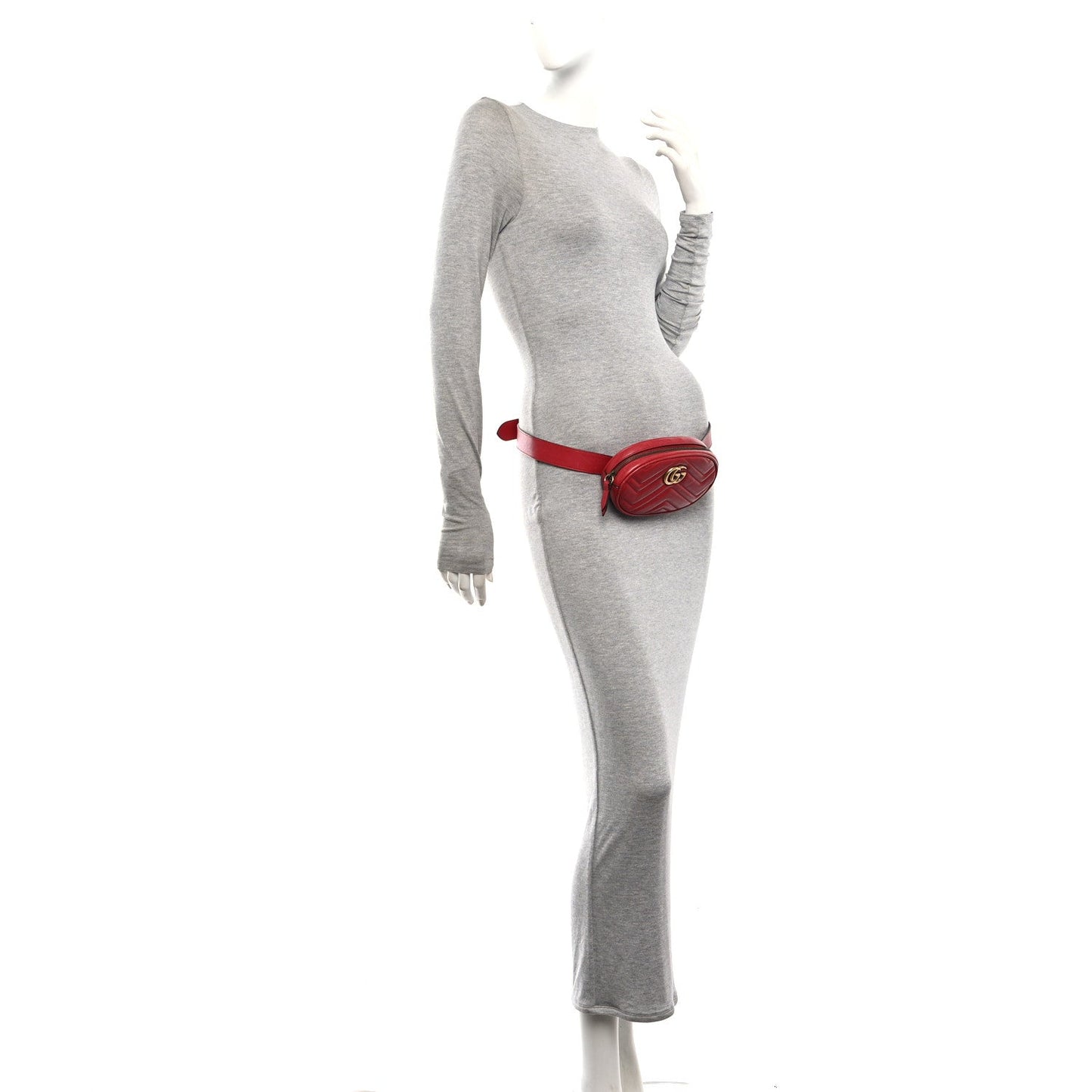 Calfskin Matelasse GG Marmont Belt Bag 85 34 Hibiscus Red