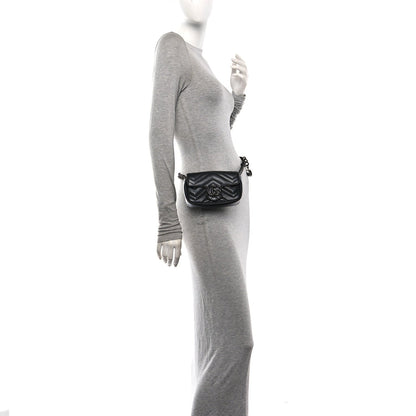 Calfskin Matelasse Monochrome GG Marmont Chain Belt Bag Black