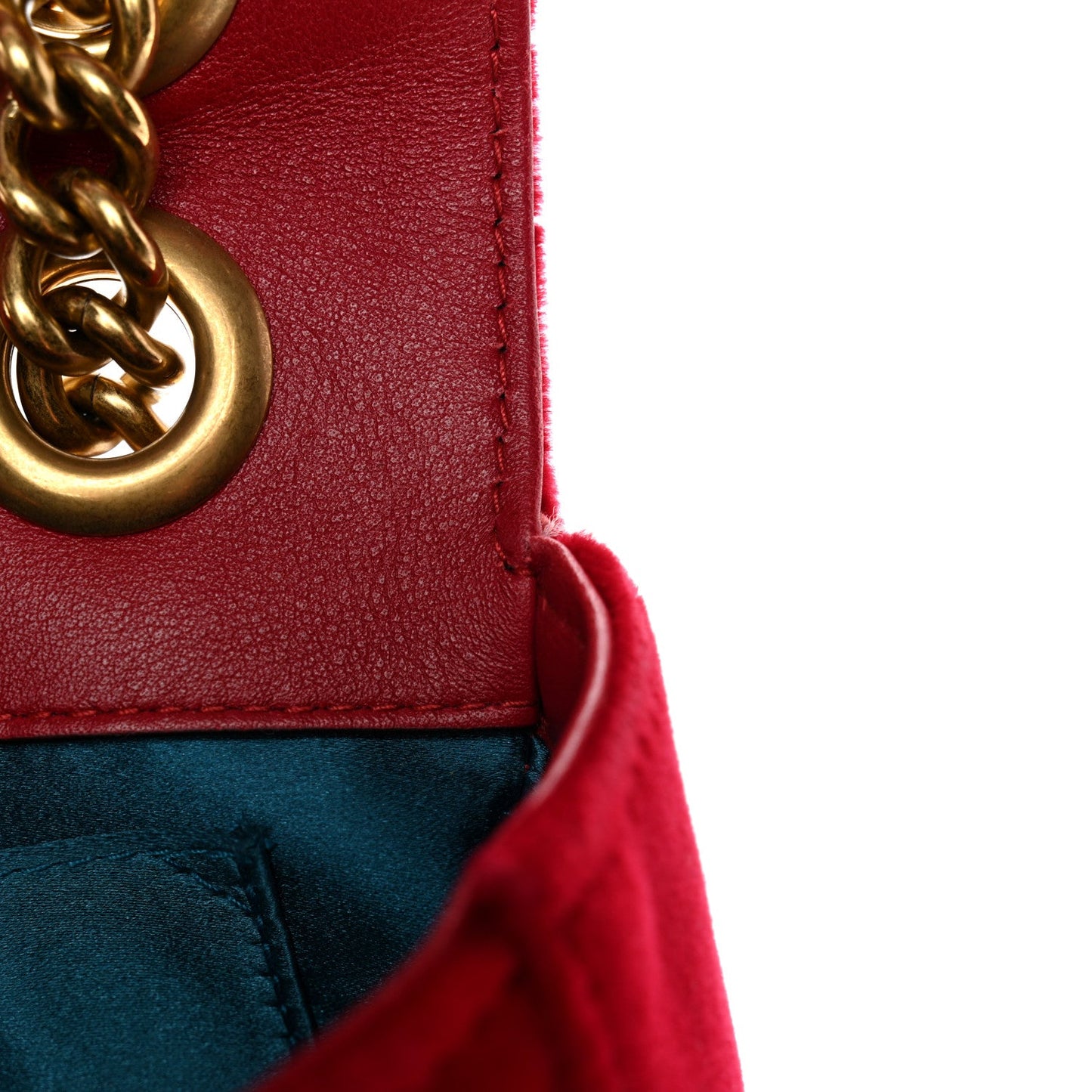 Velvet Matelasse Mini GG Marmont Shoulder Bag Hibiscus Red